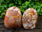 Polished Flower Agate Standing Free Forms x 2 From Antsahalova, Madagascar