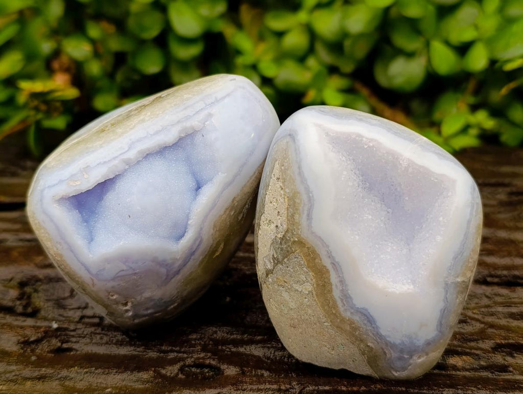 Polished Blue Lace Agate Standing Free Forms x 6 From Nsanje, Malawi