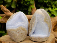 Polished Blue Lace Agate Standing Free Forms x 6 From Nsanje, Malawi