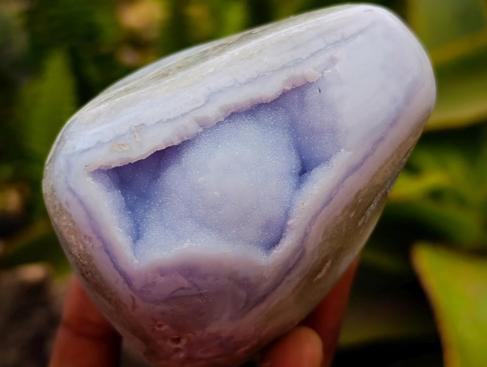 Polished Blue Lace Agate Standing Free Forms x 6 From Nsanje, Malawi