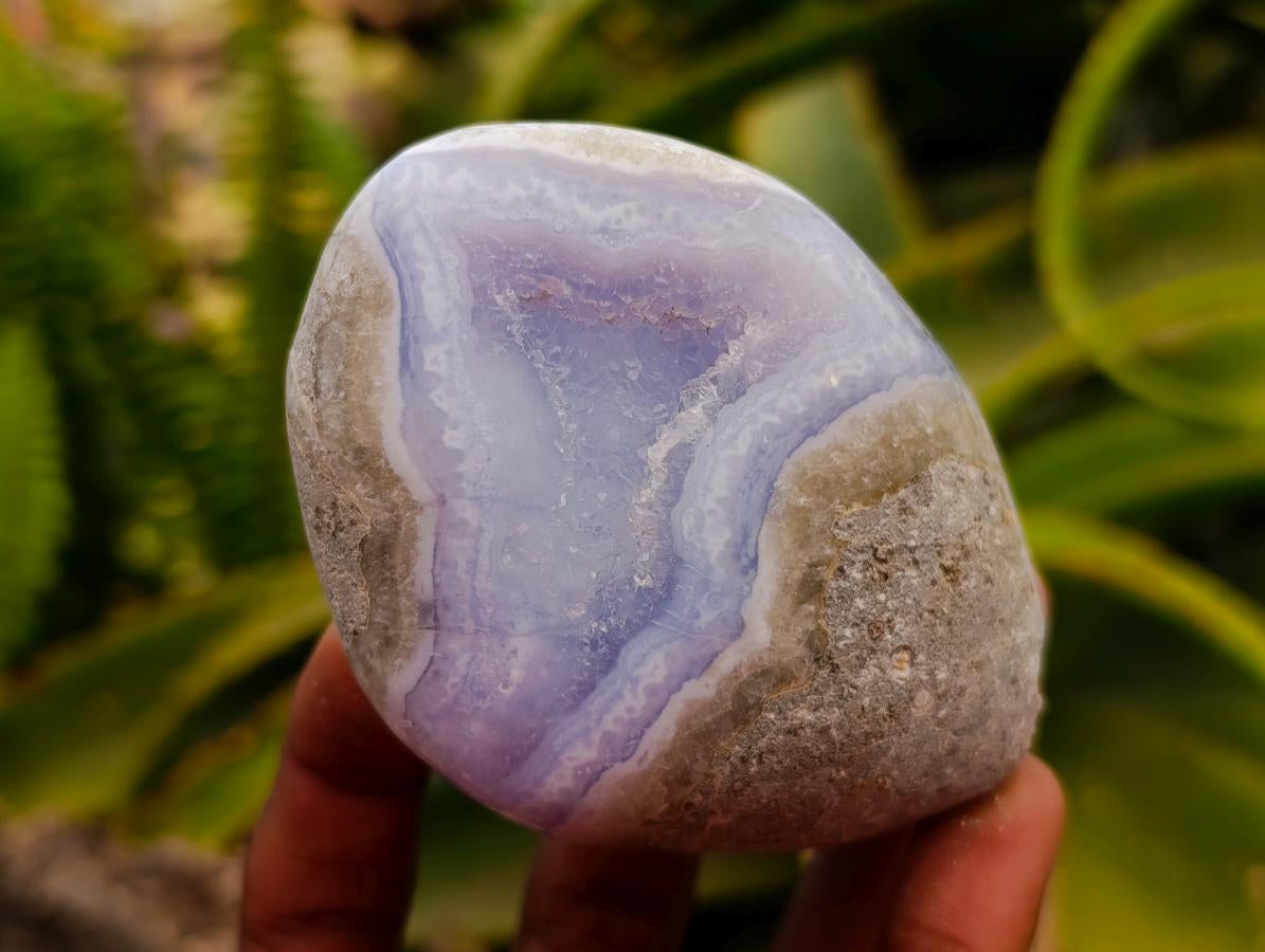 Polished Blue Lace Agate Standing Free Forms x 6 From Nsanje, Malawi