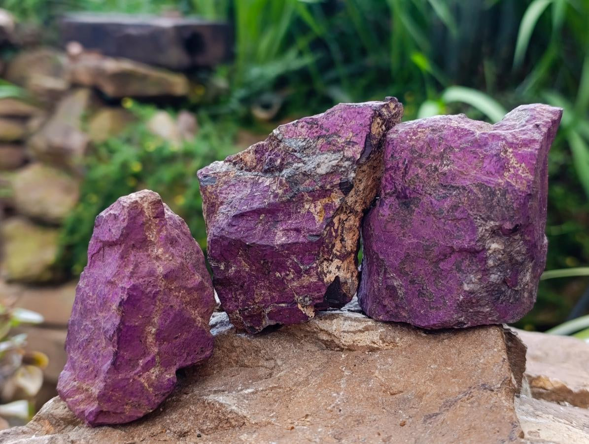 Natural Metallic Cobbed Purpurite Specimens x 10 From Erongo, Namibia