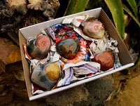 Polished Polychrome Jasper Hearts x 5 From NW Coast, Madagascar