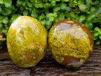 Polished Green Opal Standing Free Forms x 2 From Betroka, Madagascar