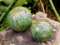 Polished Green Chrysoprase Spheres x 6 From Ambatondrazaka, Madagascar