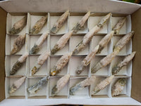 Natural Drusy Quartz Coated Spearhead Calcite Specimens x 24 From Albert's Mountain, Lesotho