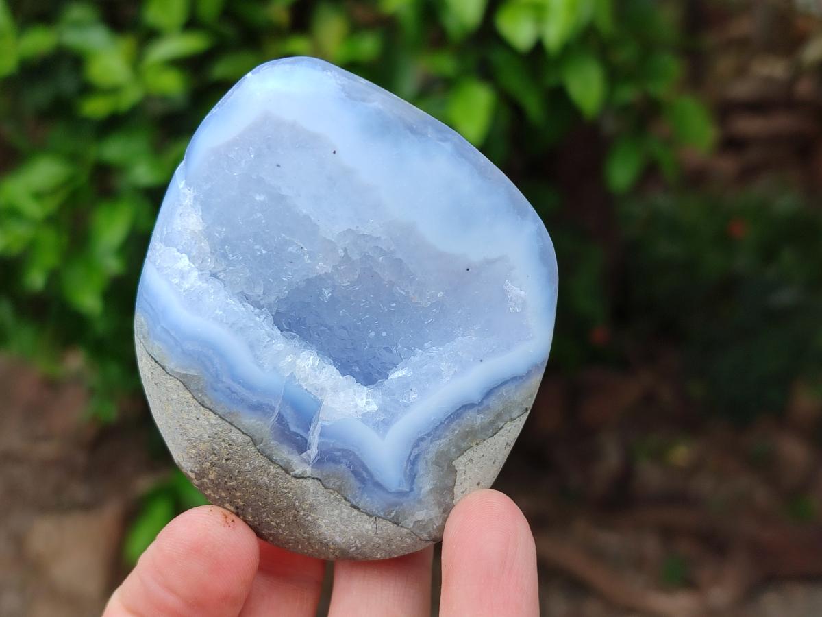 Polished Blue Lace Agate Free Forms x 7 From Nsanje, Malawi