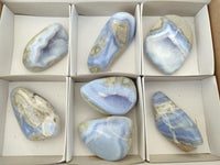 Polished Blue Lace Agate Free Forms x 7 From Nsanje, Malawi