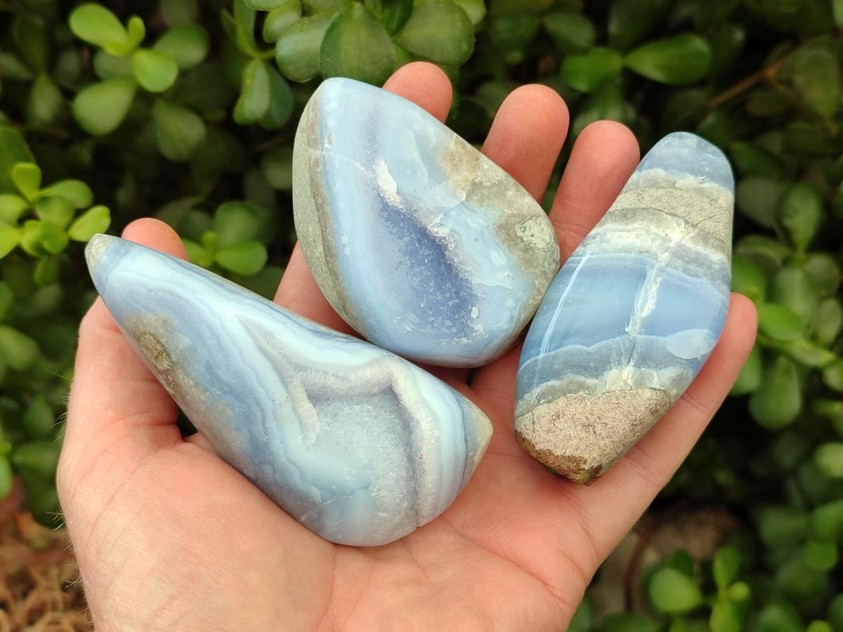 Polished Blue Lace Agate Free Forms x 7 From Nsanje, Malawi