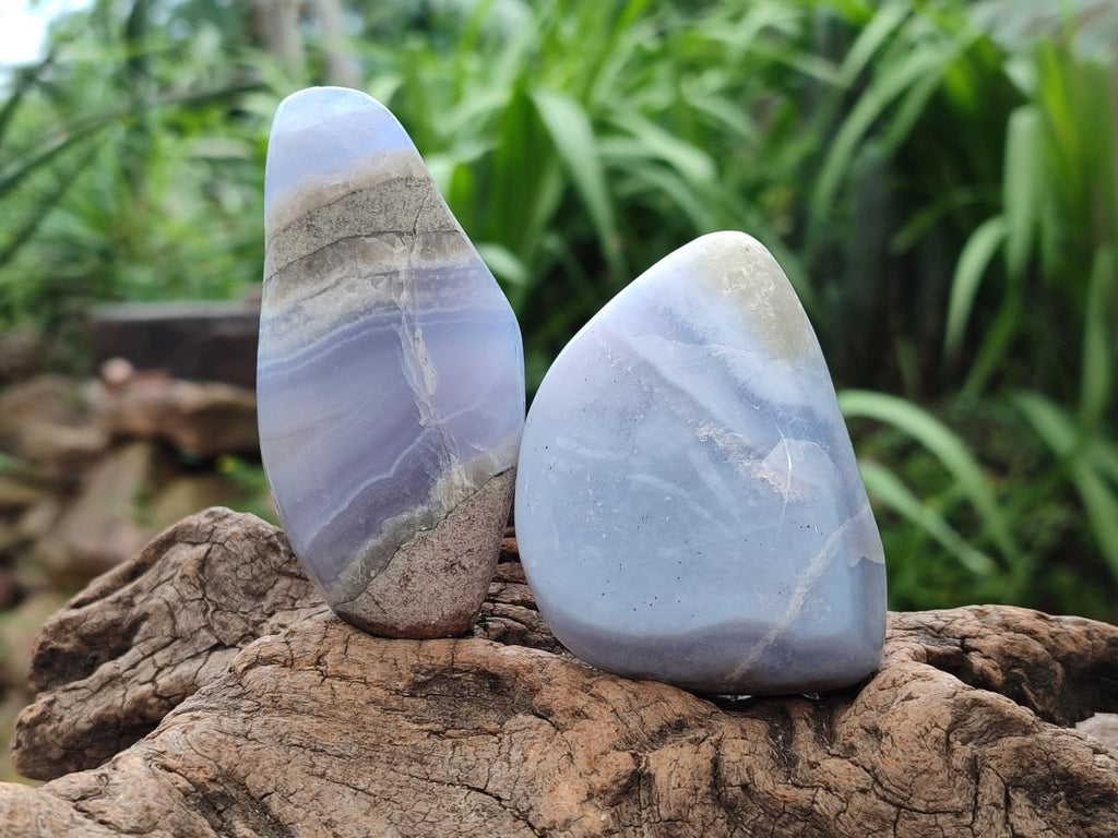 Polished Blue Lace Agate Free Forms x 7 From Nsanje, Malawi