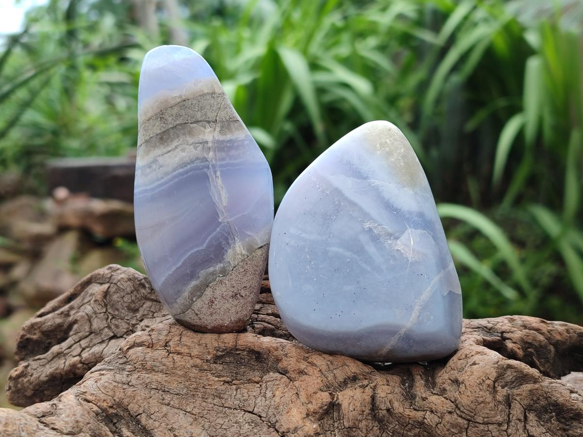 Polished Blue Lace Agate Free Forms x 7 From Nsanje, Malawi