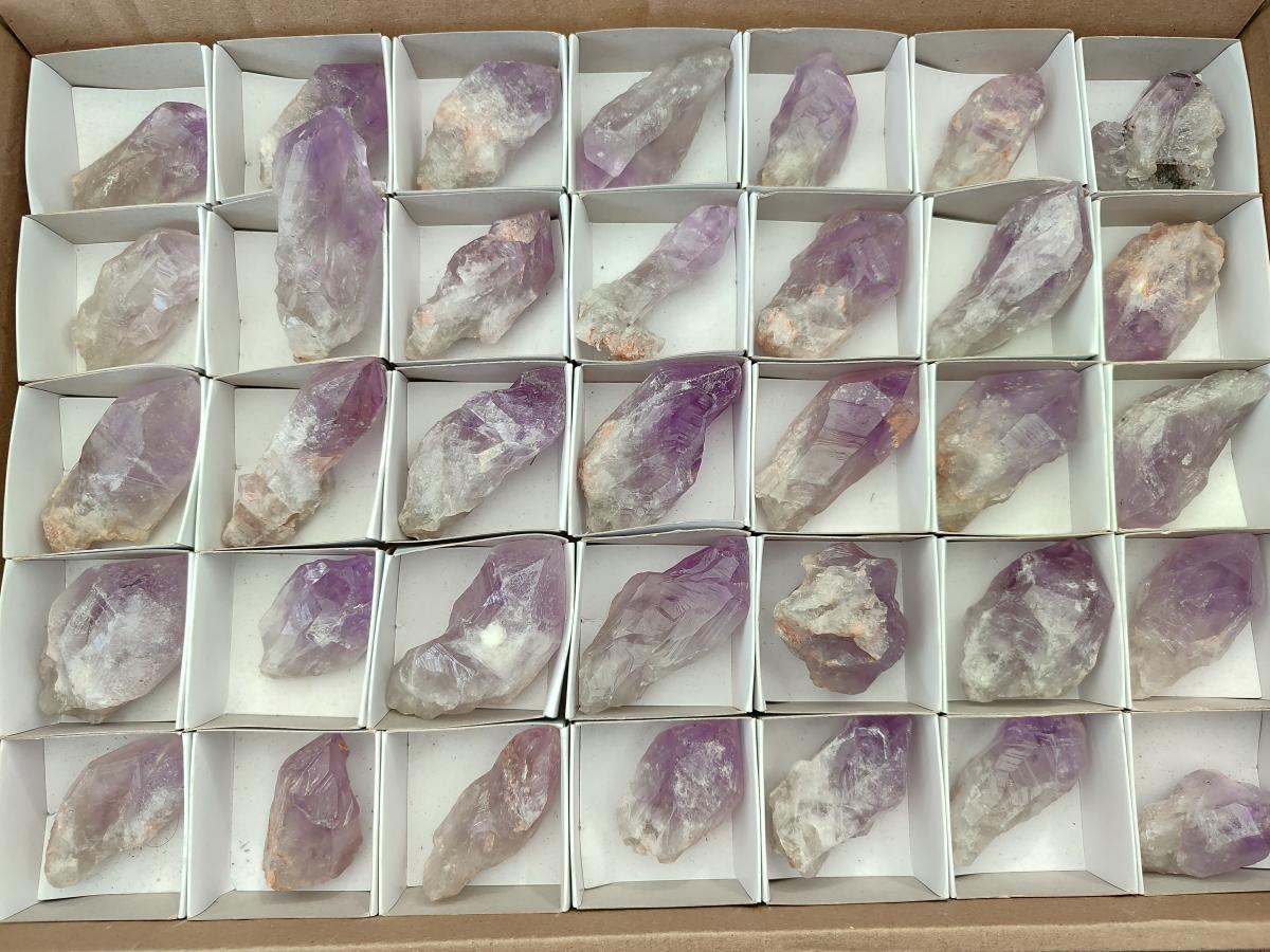 Natural Jacaranda Amethyst Single Crystals x 35 From Mumbwa, Zambia
