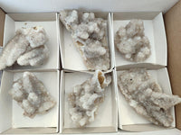 Natural Drusy Snow Finger Quartz Coated Clusters x 6 From Albert's Mountain, Lesotho