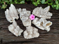 Natural Drusy Snow Finger Quartz Coated Clusters x 6 From Albert's Mountain, Lesotho