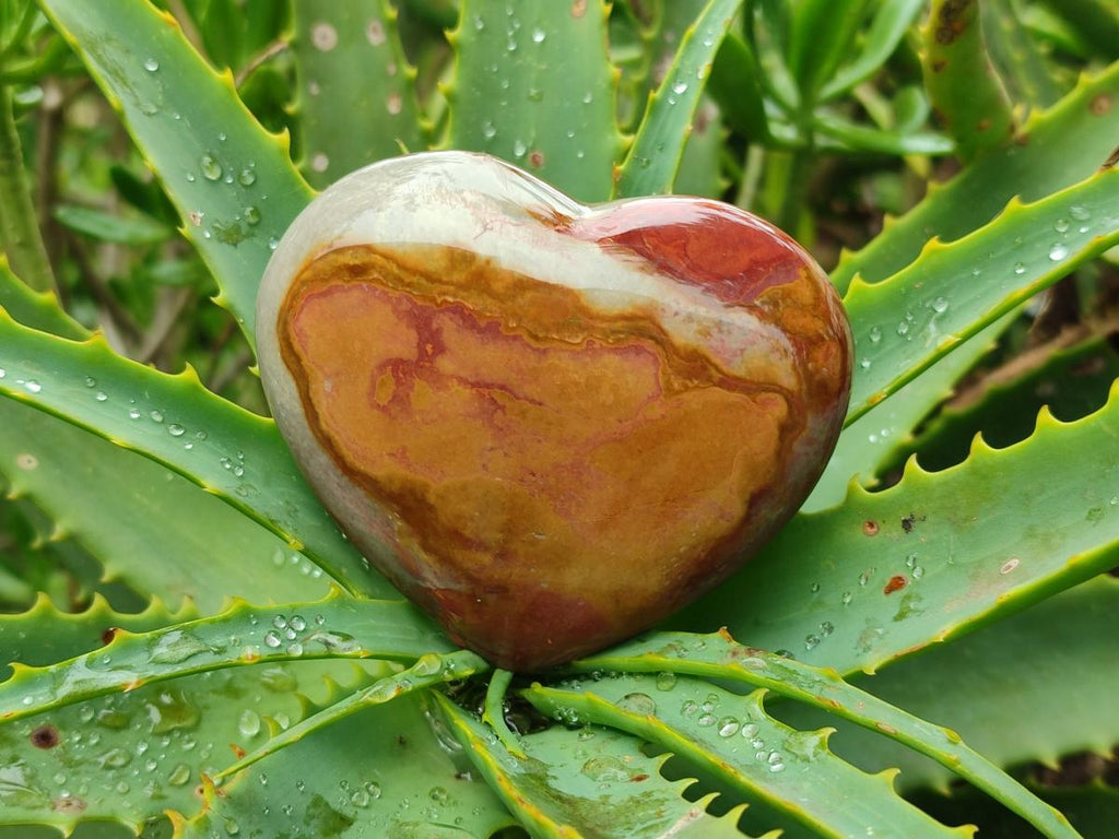 Polished Polychrome Jasper Hearts x 5 From NW Coast, Madagascar