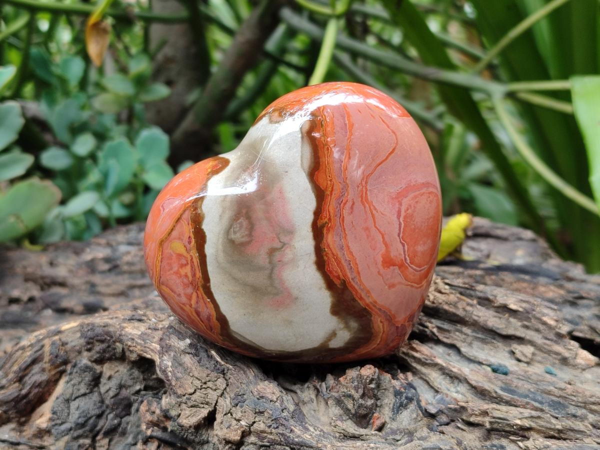 Polished Polychrome Jasper Hearts x 5 From NW Coast, Madagascar