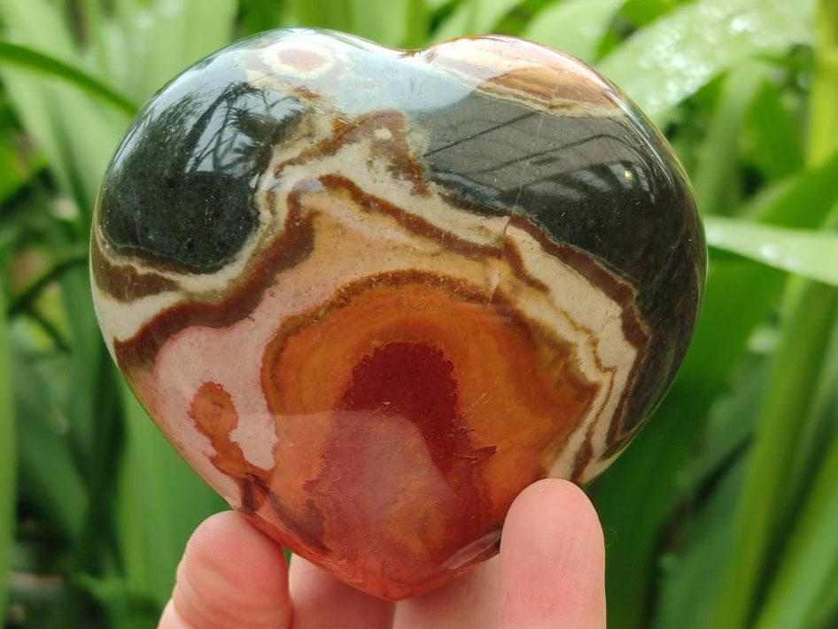 Polished Polychrome Jasper Hearts x 5 From NW Coast, Madagascar