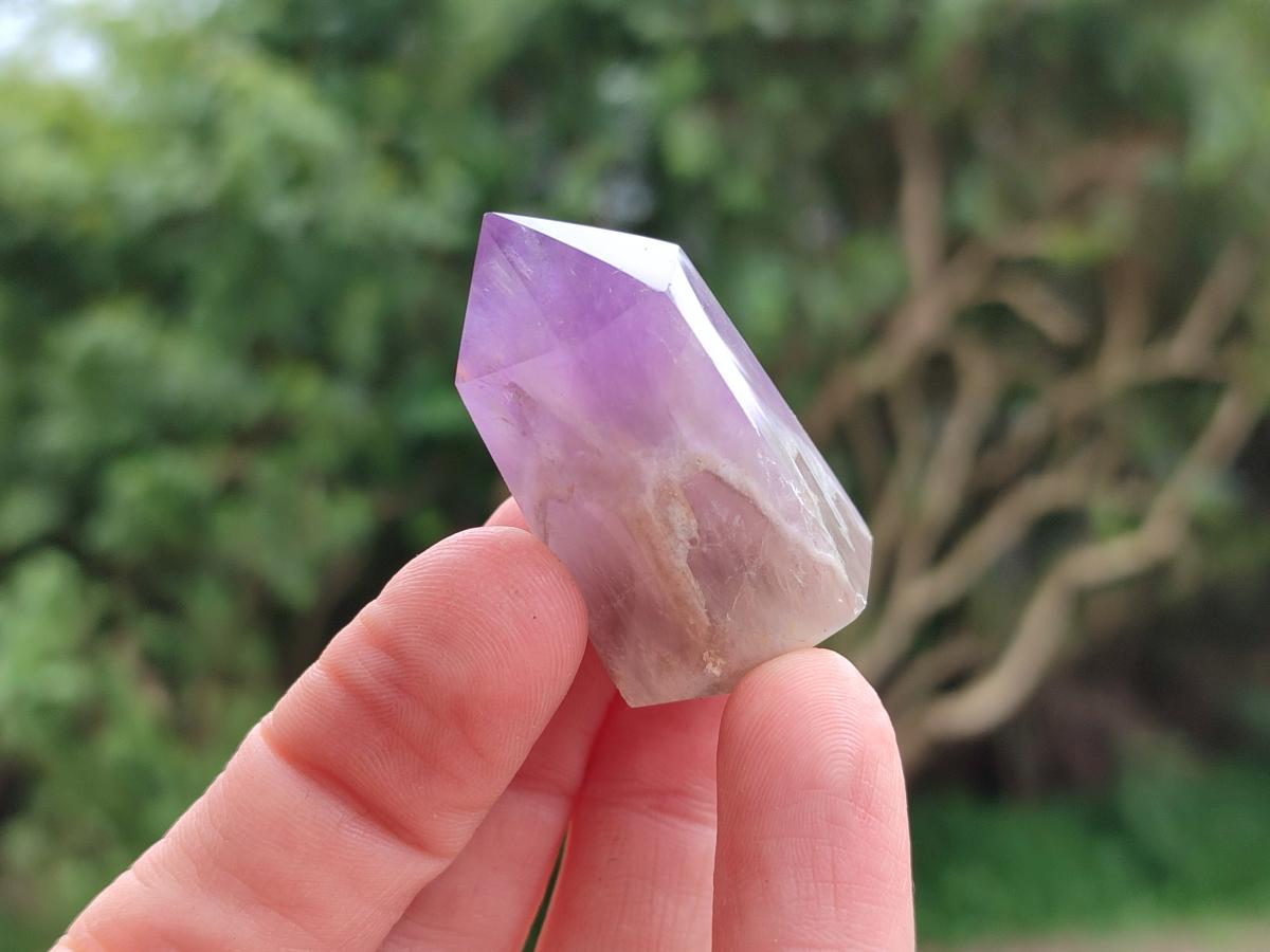 Polished Smokey Window Amethyst Crystals x 12 From Akansobe, Madagascar