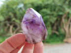Polished Smokey Window Amethyst Crystals x 12 From Akansobe, Madagascar
