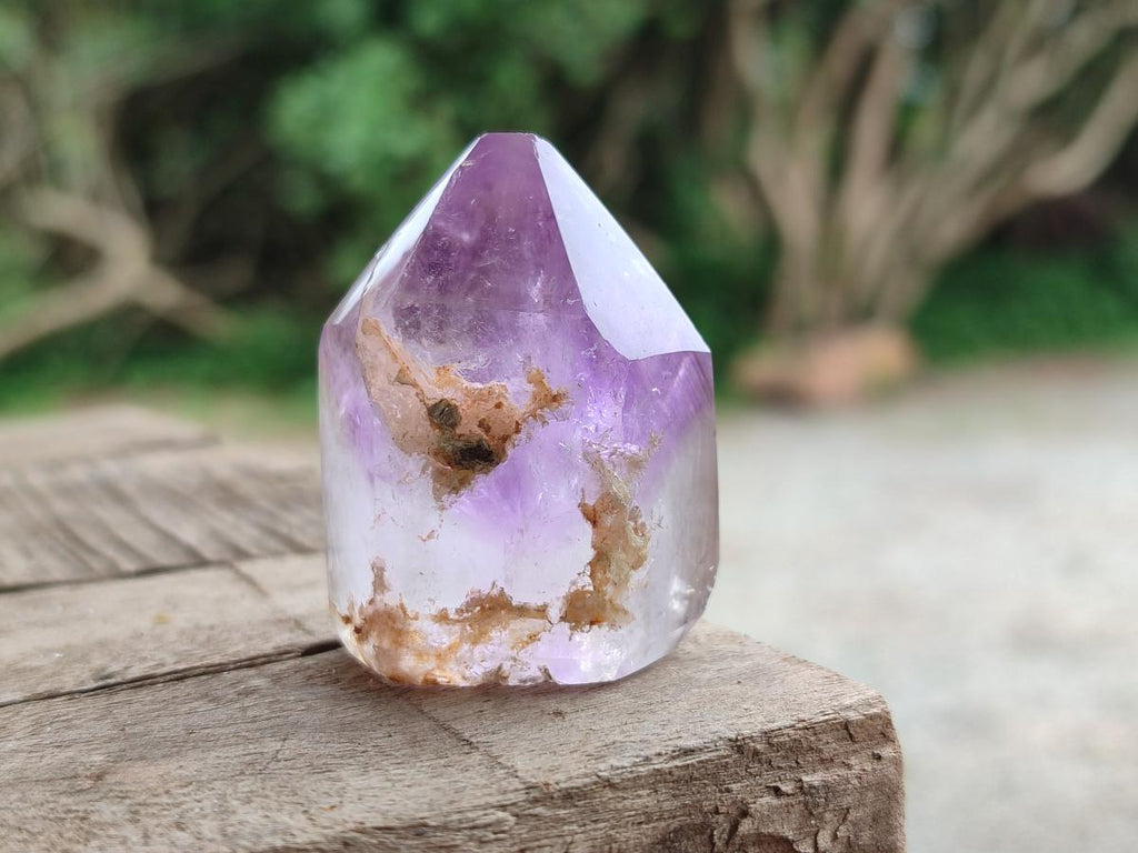 Polished Smokey Window Amethyst Crystals x 12 From Akansobe, Madagascar