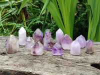 Polished Smokey Window Amethyst Crystals x 12 From Akansobe, Madagascar