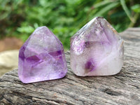 Polished Smokey Window Amethyst Crystals x 12 From Akansobe, Madagascar