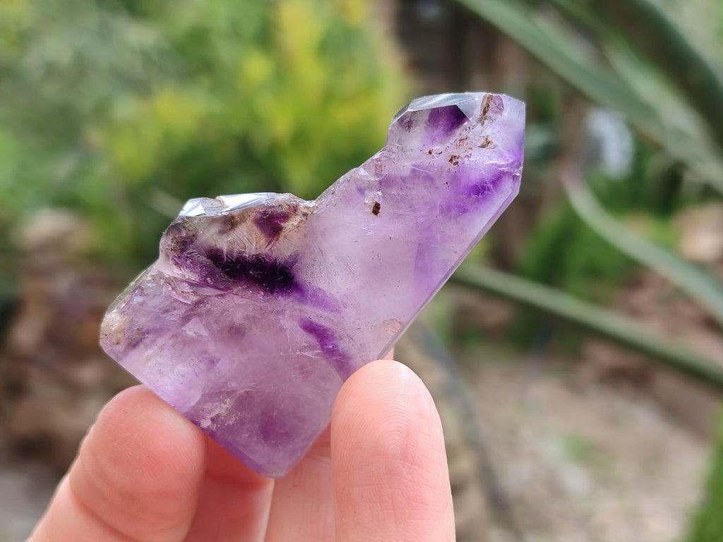 Polished Smokey Window Amethyst Crystals x 12 From Akansobe, Madagascar