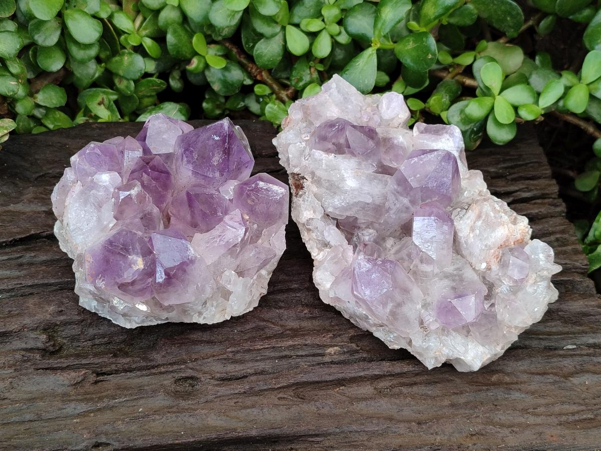 Natural Jacaranda Amethyst Crystal Clusters x 2 From Mumbwa, Zambia