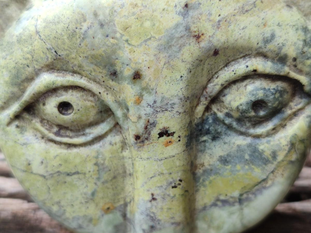 Hand Made Leopard Stone Cat Face Carvings x 3 From Zimbabwe