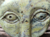 Hand Made Leopard Stone Cat Face Carvings x 3 From Zimbabwe