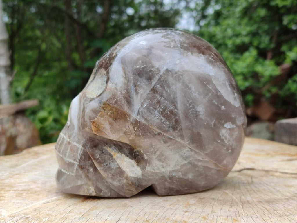 Hand Made Gemmy Smokey Quartz Skull Carving x 1 From Madagascar