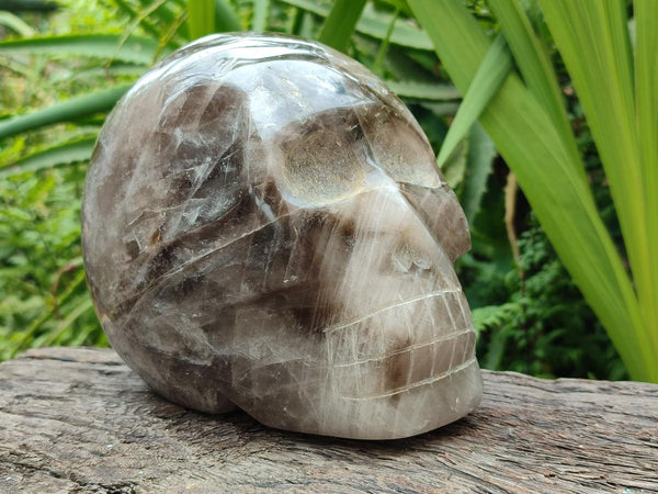 Hand Made Gemmy Smokey Quartz Skull Carving x 1 From Madagascar