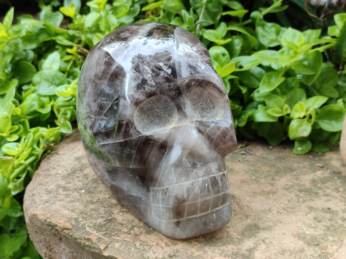 Hand Made Gemmy Smokey Quartz Skull Carving x 1 From Madagascar