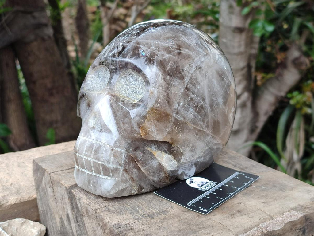 Hand Made Gemmy Smokey Quartz Skull Carving x 1 From Madagascar