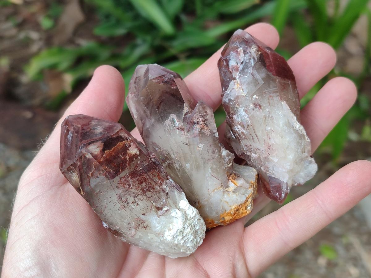 Natural Red Hematoid Quartz Crystals and Clusters x 12 From Karoi, Zimbabwe