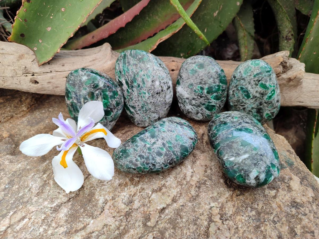 Polished Emerald Mica 'Mutokolite' Free Forms x 6 From Mutoko, Zimbabwe