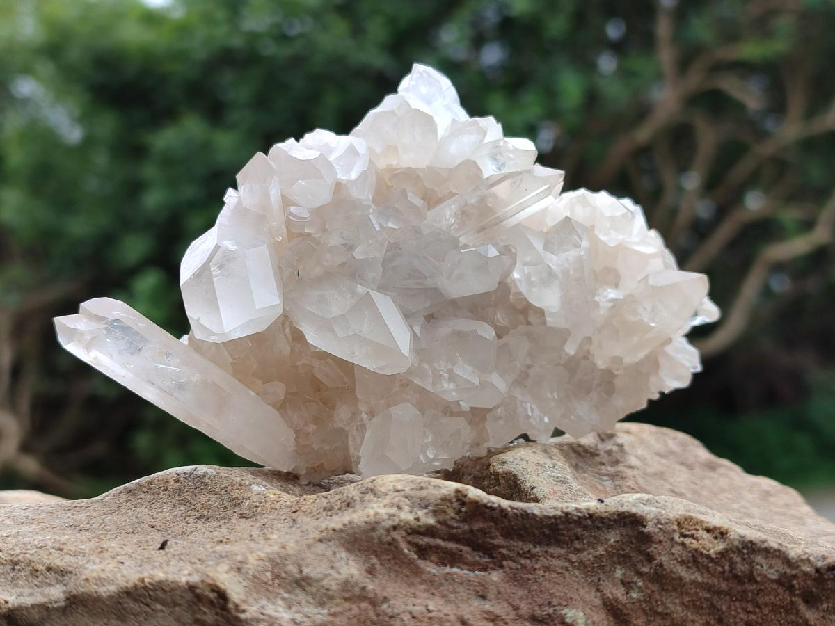 Natural Mixed Clear and Milky Quartz Clusters x 3 From Madagascar