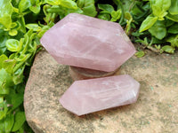 Polished Double Terminated Rose Quartz Crystals x 6 From Madagascar