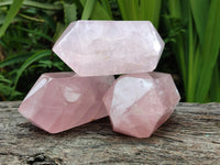Polished Double Terminated Rose Quartz Crystals x 6 From Madagascar