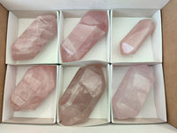 Polished Double Terminated Rose Quartz Crystals x 6 From Madagascar