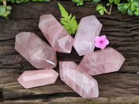 Polished Double Terminated Rose Quartz Crystals x 6 From Madagascar