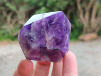 Polished Dark Purple Chevron Amethyst Crystals x 6 From Mapatizya, Zambia