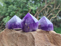 Polished Dark Purple Chevron Amethyst Crystals x 6 From Mapatizya, Zambia