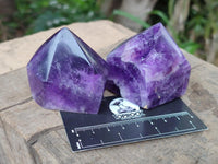 Polished Dark Purple Chevron Amethyst Crystals x 6 From Mapatizya, Zambia