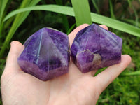 Polished Dark Purple Chevron Amethyst Crystals x 6 From Mapatizya, Zambia