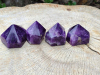 Polished Dark Purple Chevron Amethyst Crystals x 6 From Mapatizya, Zambia