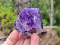 Polished Dark Purple Chevron Amethyst Crystals x 6 From Mapatizya, Zambia