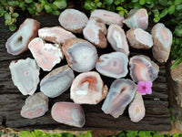 Polished On One Side Pink Shashe River Agate Nodules x 24 From Shashe River, Zimbabwe
