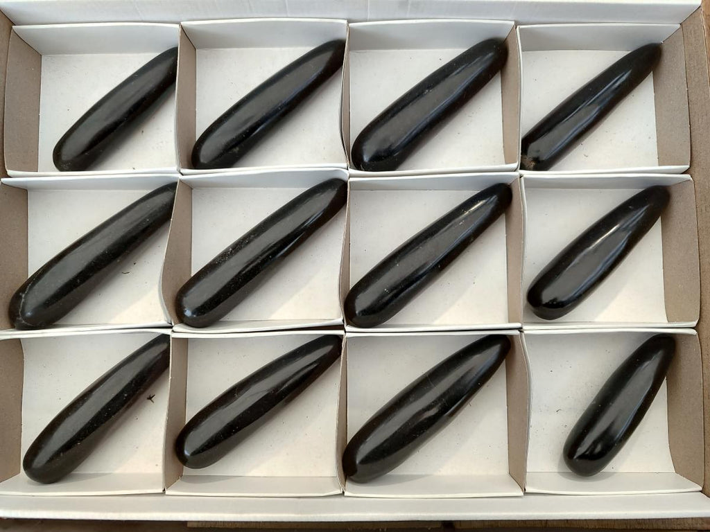 Polished Black Basalt Massage Wands x 12 From Madagascar