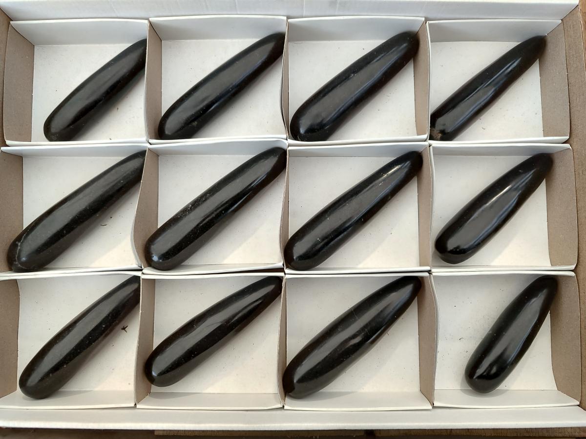 Polished Black Basalt Massage Wands x 12 From Madagascar